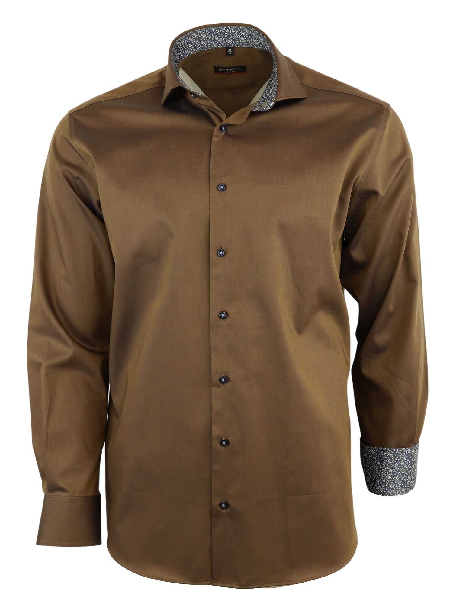 Мужская рубашка ETERNA, коричневая, цвет коричневый, размер 44 - фото 1