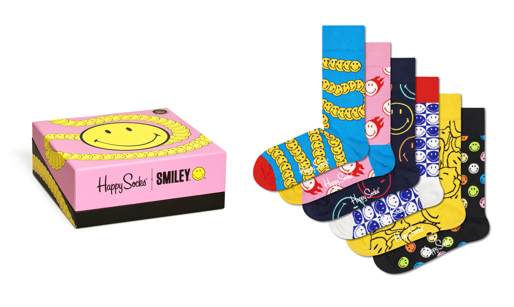 Носки Happy socks collaboration 6-Pack Smiley Gift Set XSMY10 3300