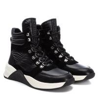 LEATHER COMBINED LADIES ANKLE BOOTS 160293 - Женские высокие ботинки CARMELA, черные