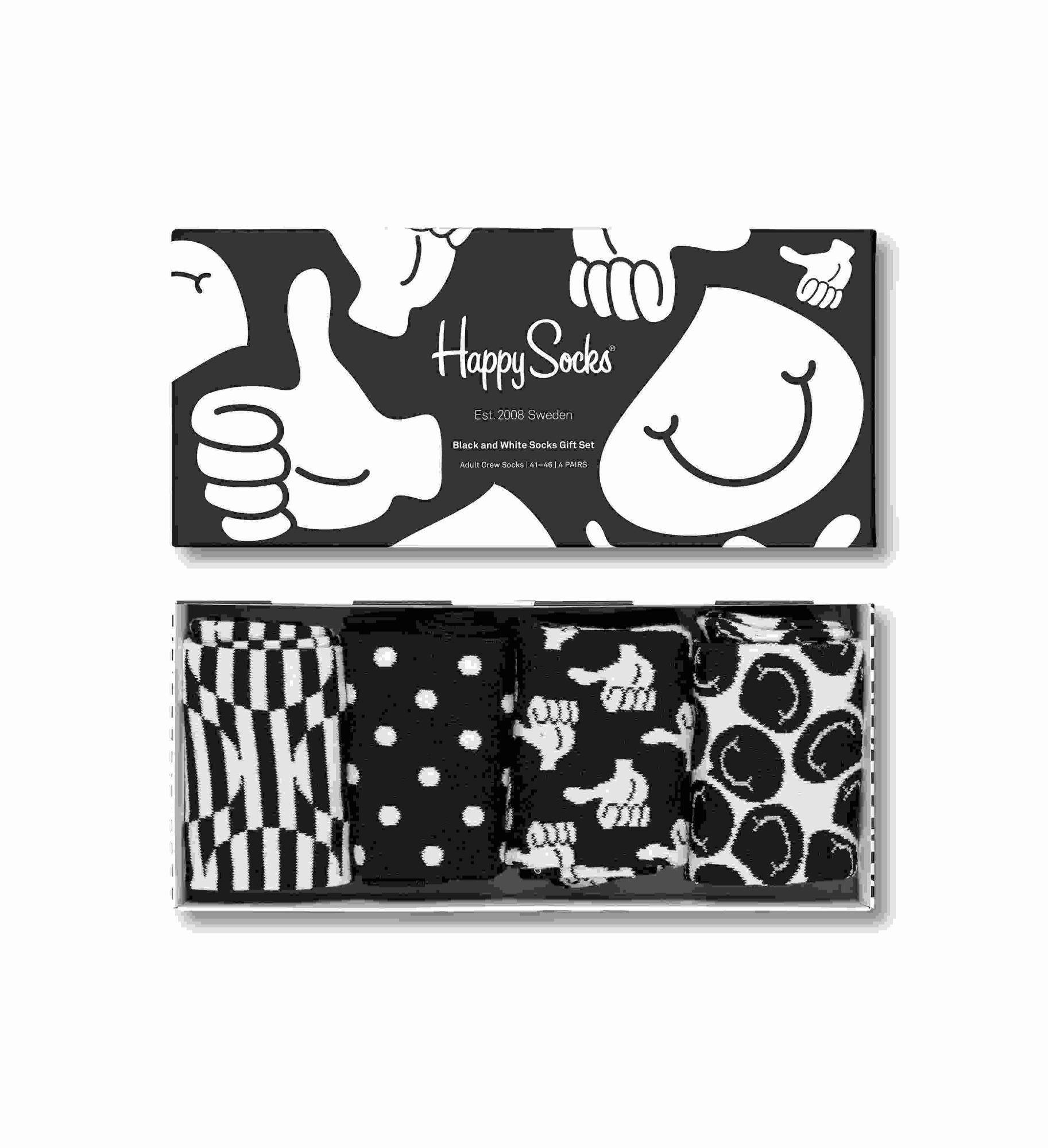 

Носки Happy socks 4-Pack Black & White Socks Gift Set XBLW09 9300