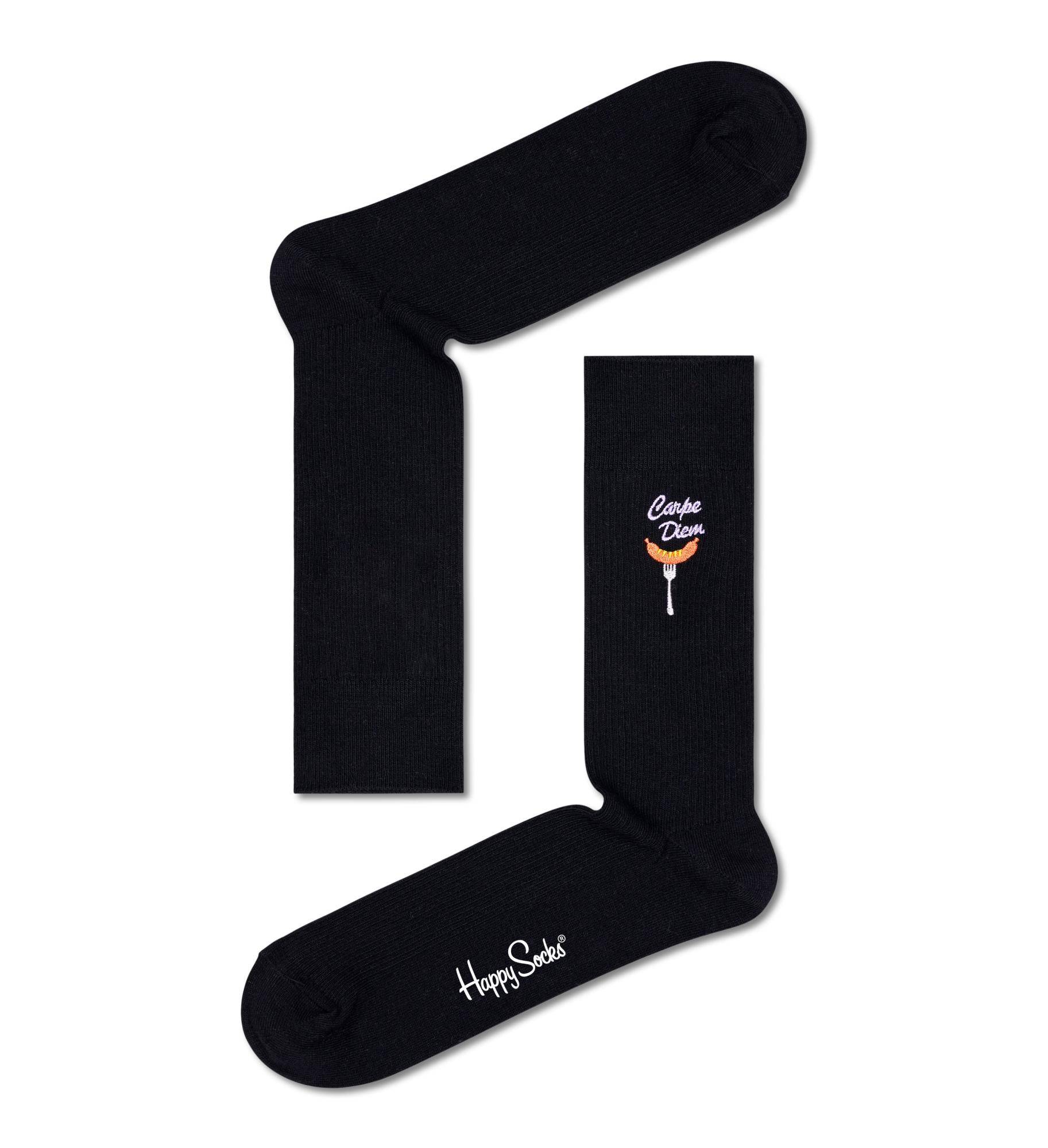 Носки Happy socks Ribbed Embroidery Carpe Diem Sock RECDS01
