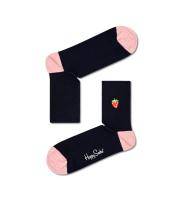Ribbed Embroidery Strawberry 1/2 Crew Sock RESTR13 - Ribbed Embroidery Strawberry 1/2 Crew Sock RESTR13