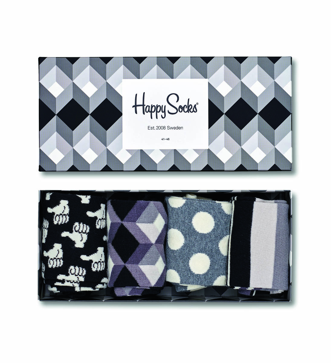 Носки Happy socks 4-Pack Black & White Socks Gift Set XBLW09  - купить