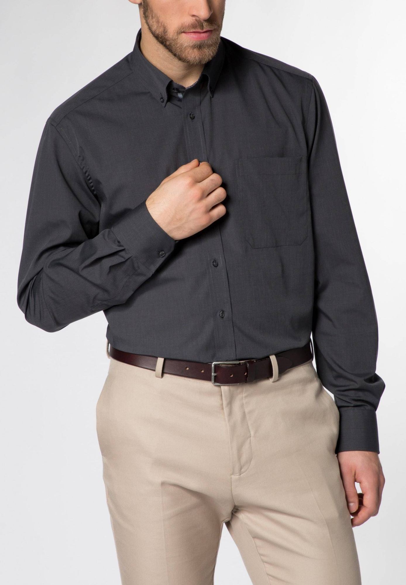 Мужская рубашка ETERNA, серая, цвет серый, размер 50 - фото 1