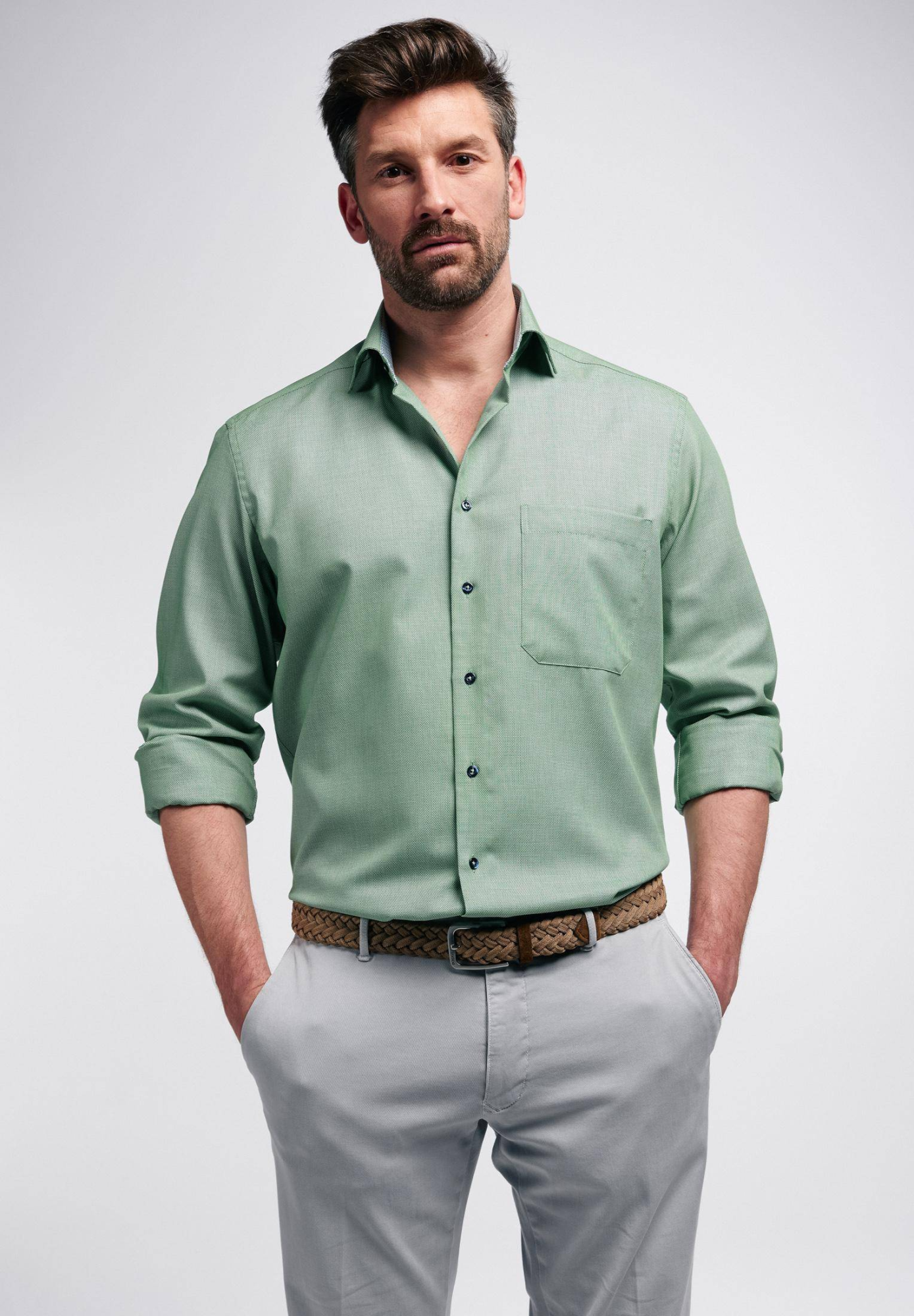 Мужская рубашка ETERNA, зеленая, цвет зеленый, размер 58 - фото 1