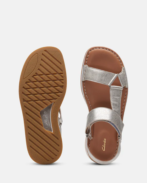 

Женские сандалии Clarks, серебряные, Серебряный