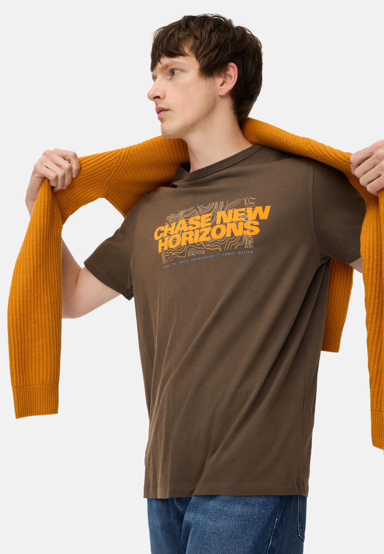 

Мужская футболка Camel Active, коричневая, Коричневый