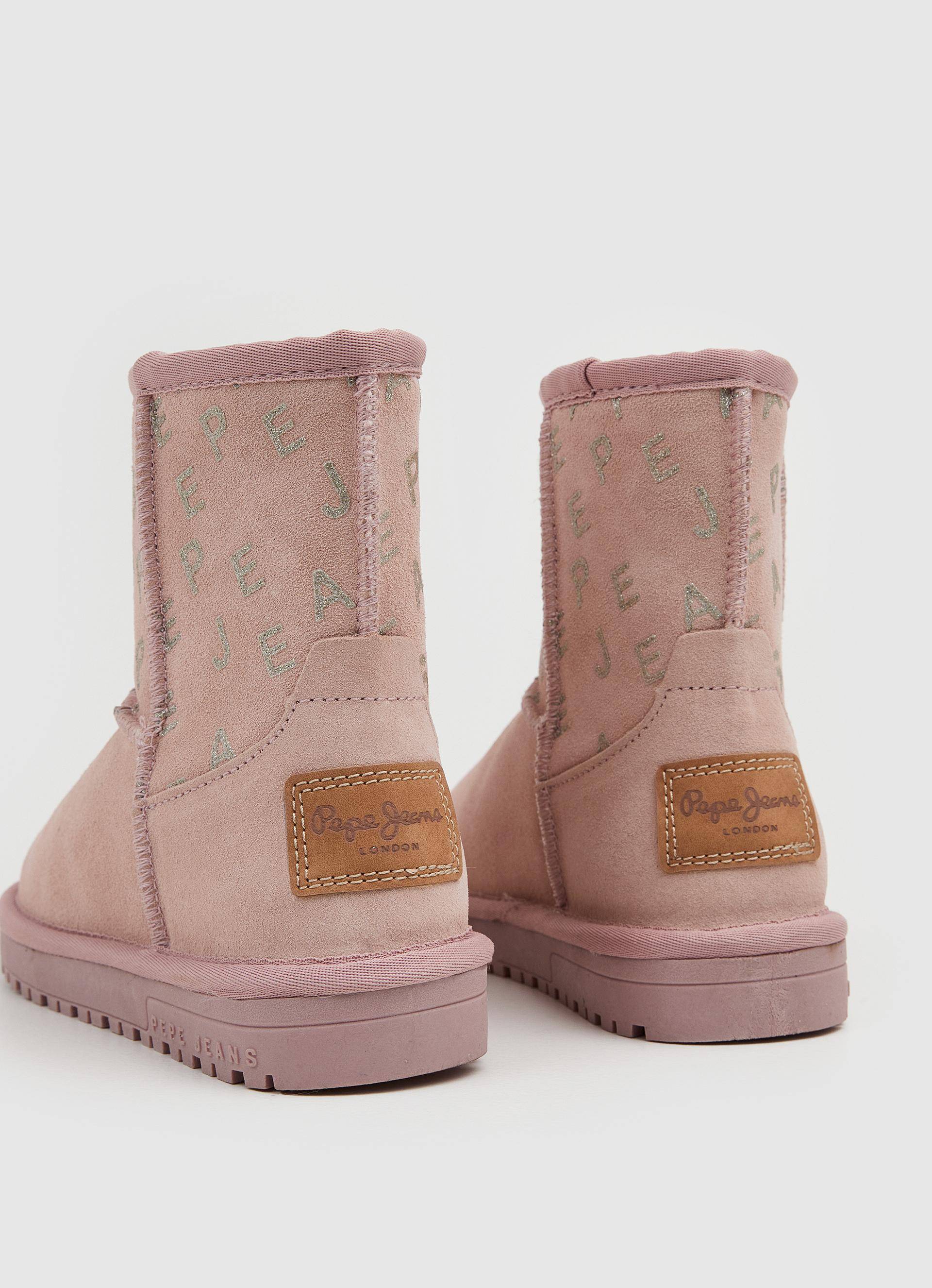 Детские ботинки из овчины (угги) Pepe Jeans London (DISS GIRL LOGY PGS50180), розовые, цвет розовый, размер 32 - фото 6