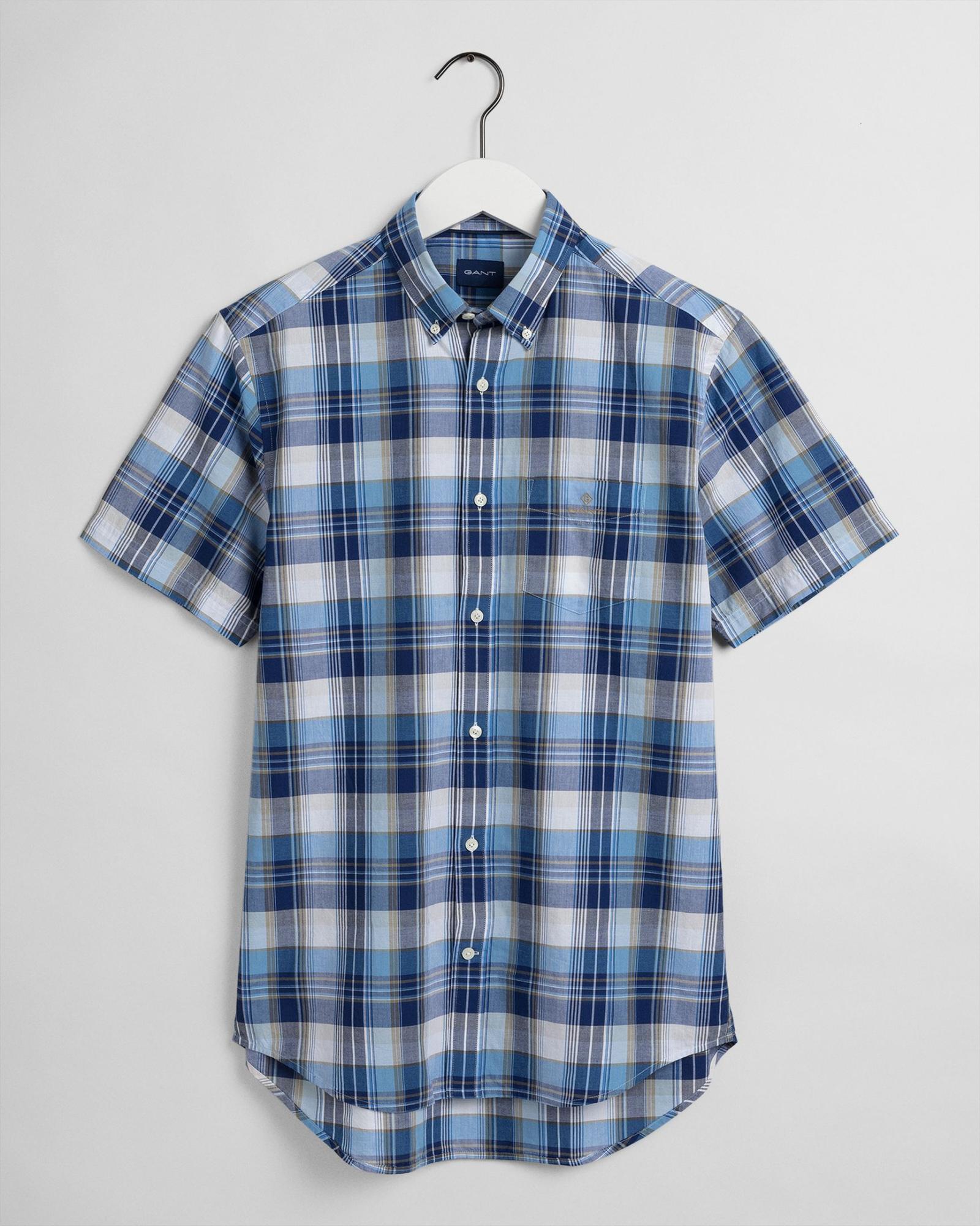 Мужская рубашка Gant, синяя, цвет синий, размер 46 - фото 1