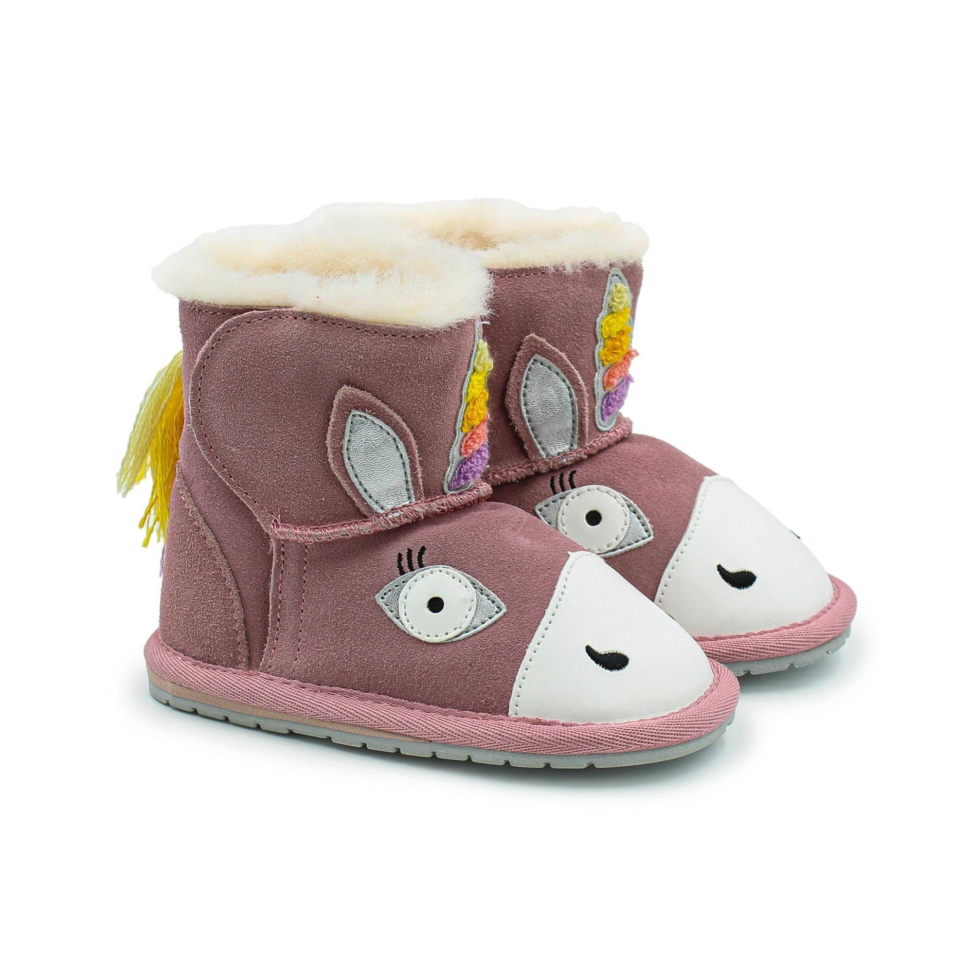 Детские ботинки из овчины (угги) EMU Australia(Magical Unicorn Walker B12409), розовые, цвет розовый, размер 22 - фото 1