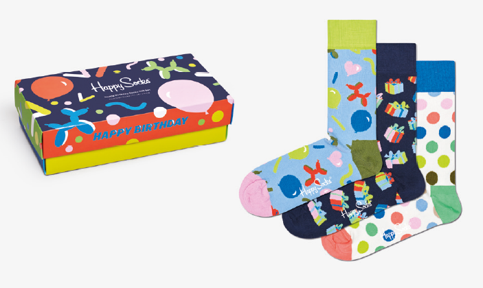 Носки Happy socks 3-Pack Playing Happy Birthday Gift Set XBIR08, размер 25