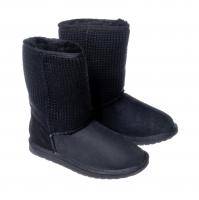 Женские полусапоги из овчины (угги) EMU Australia(Stinger Lo Knit W12157), черные, арт: W12157
