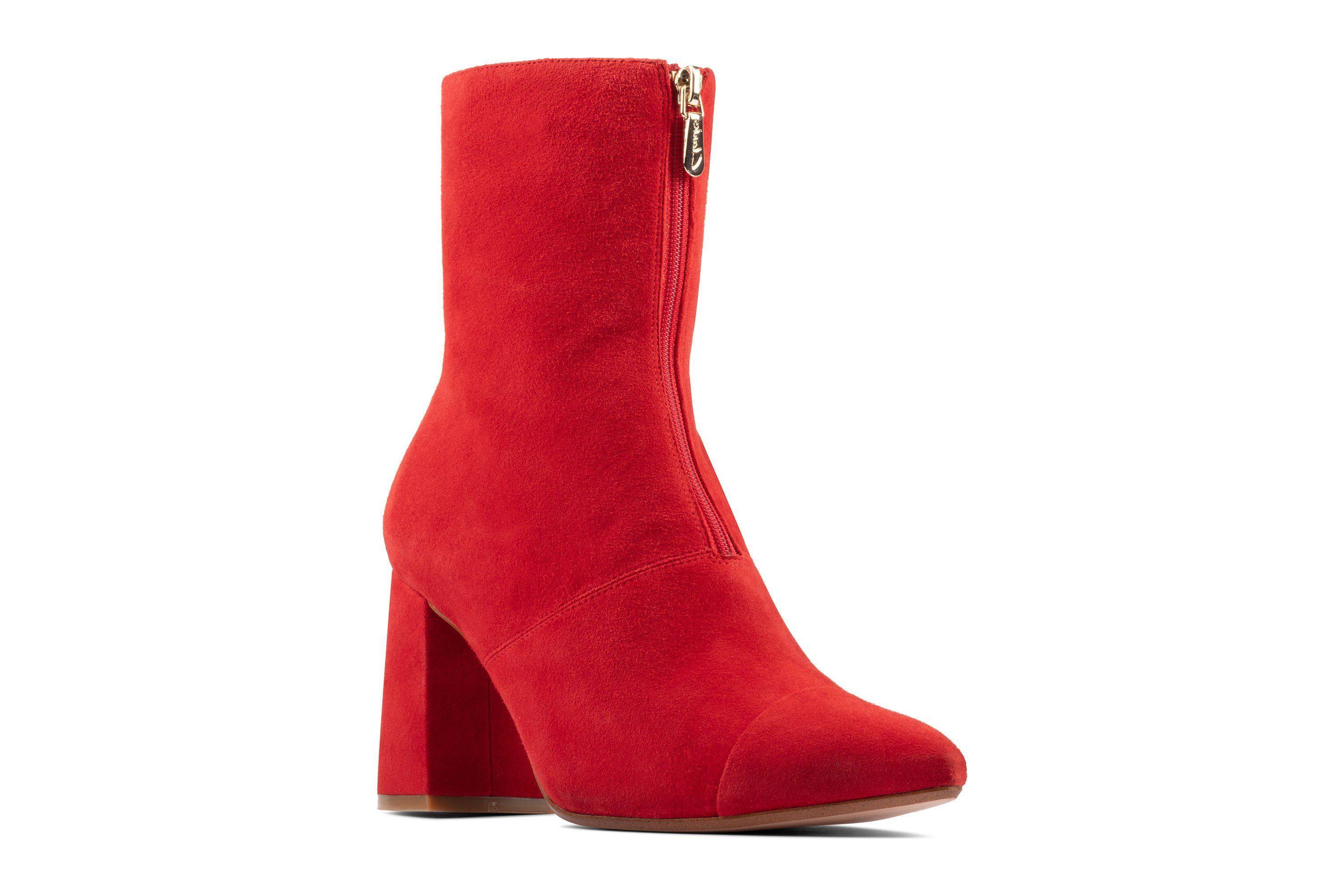 

Женские полусапоги Clarks, красные, Красный