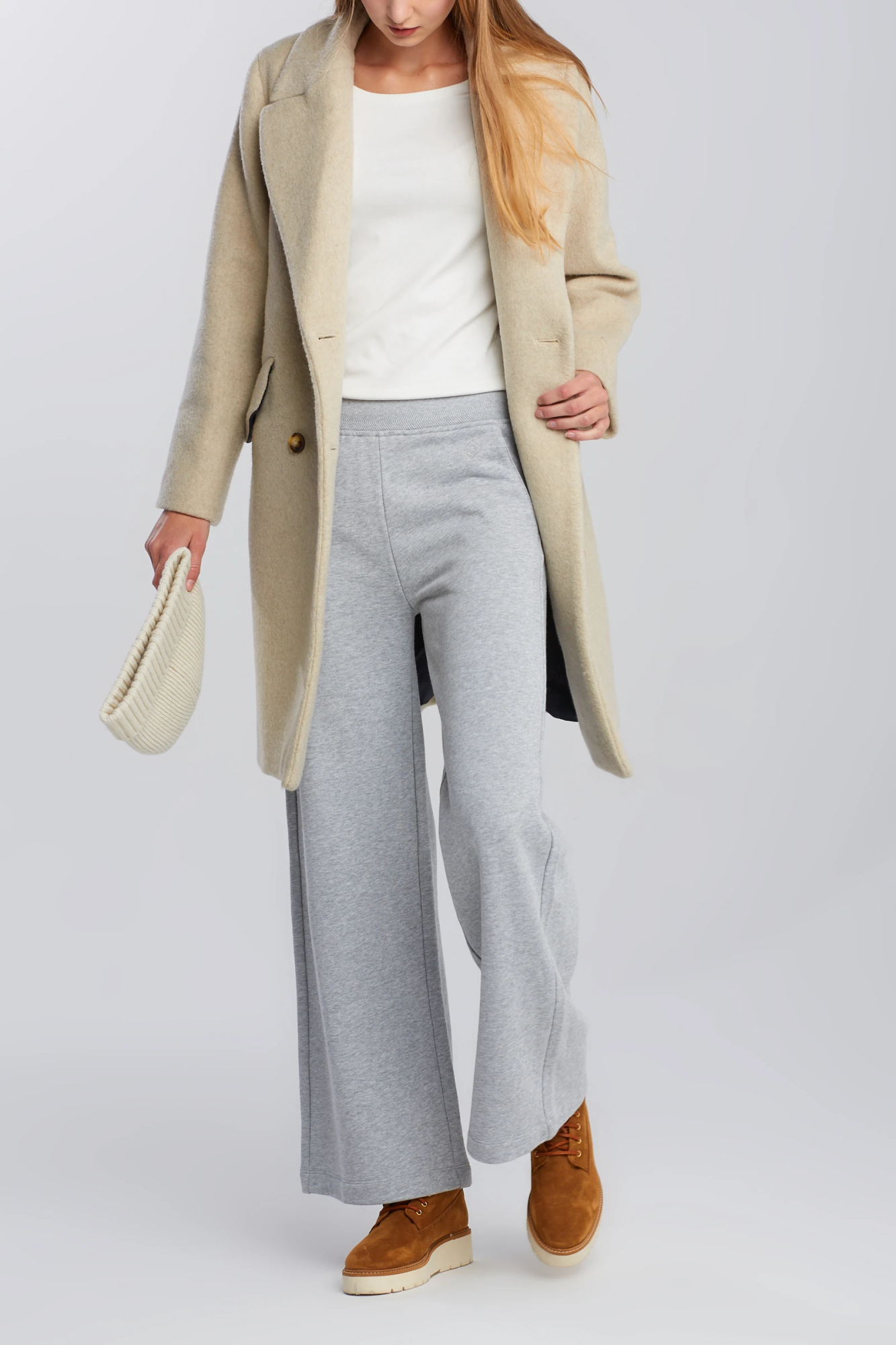 Женские брюки прямые Gant, серые, цвет серый, размер 50