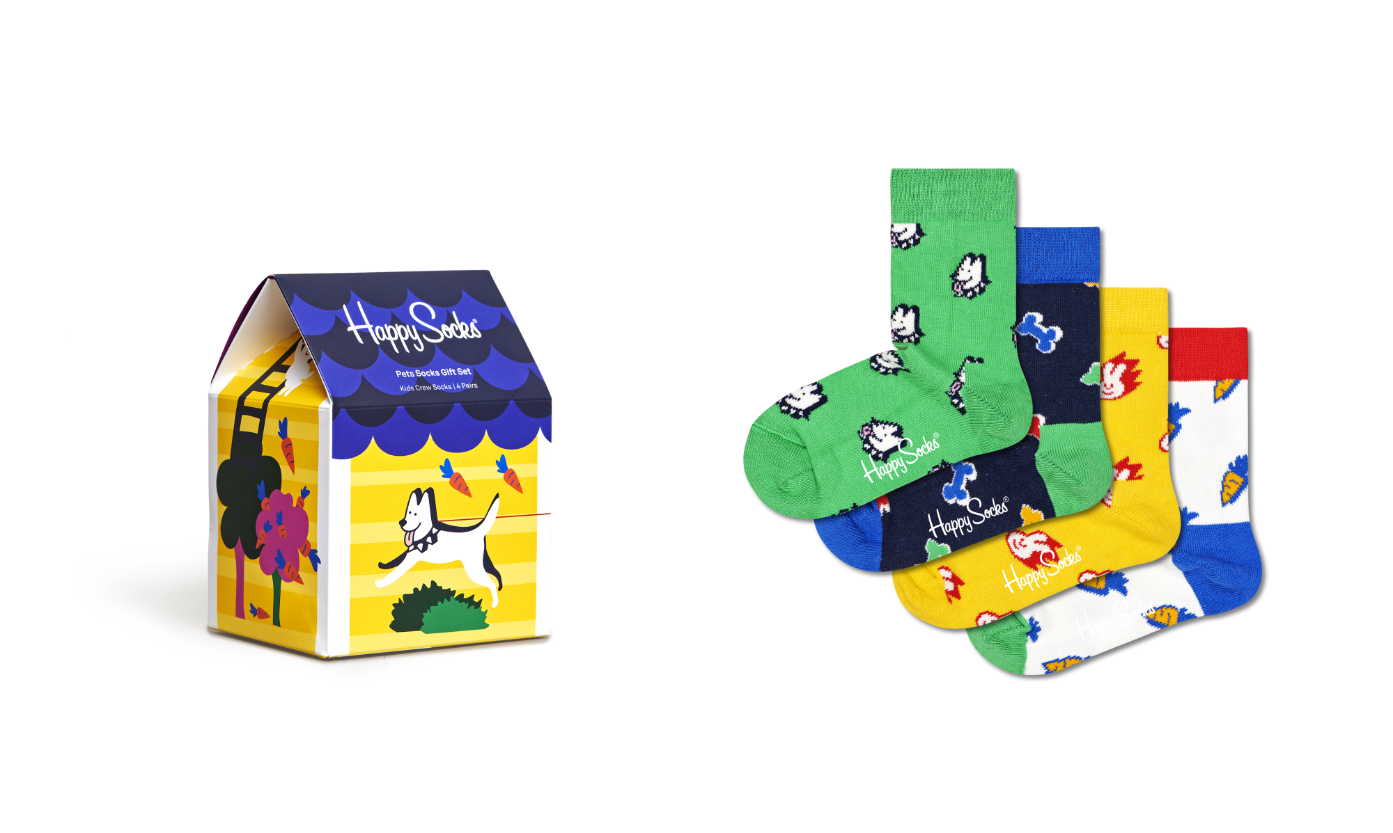 Носки Happy socks 4-Pack Pets Socks Gift Set XKPET09 6300, размер 18 - фото 1