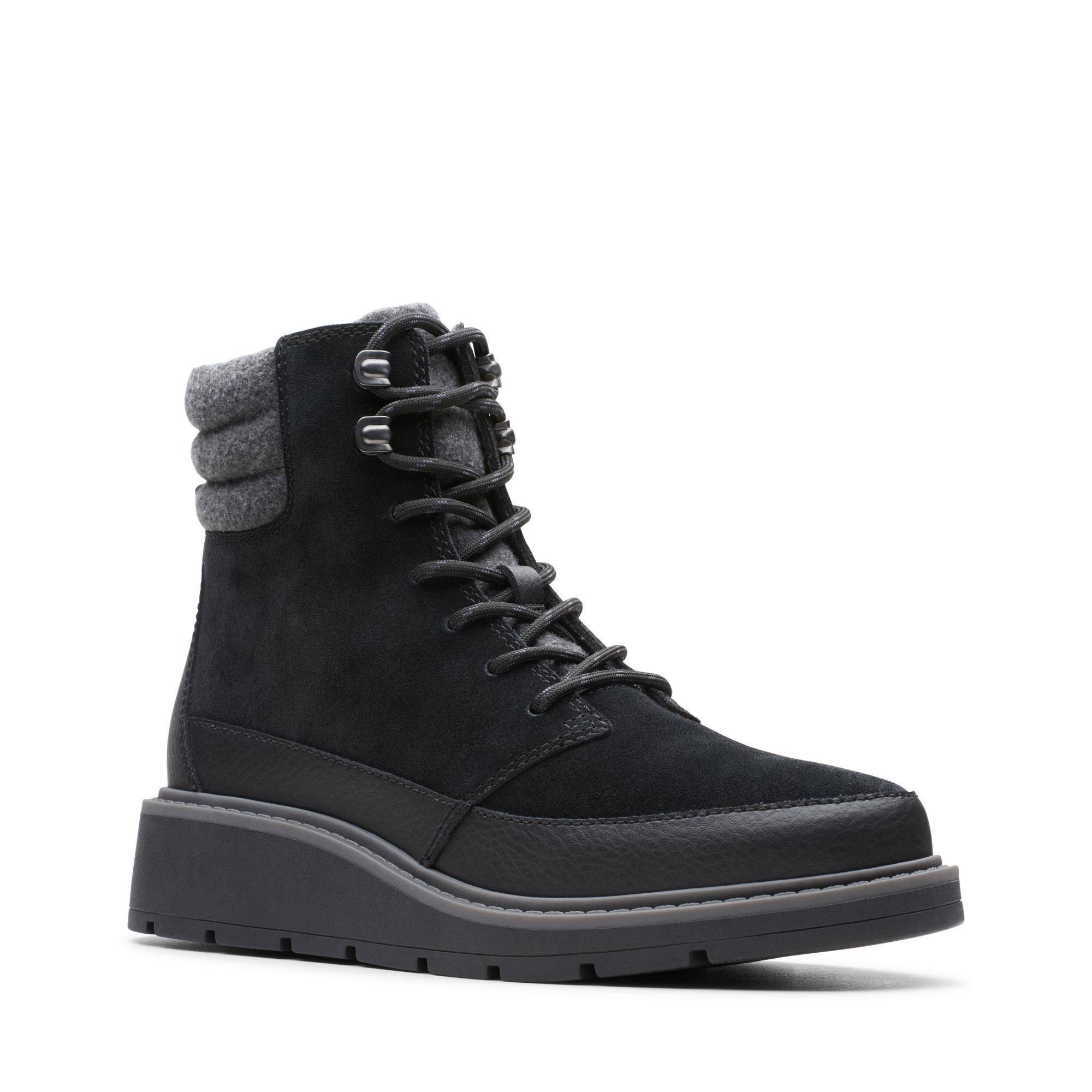 

Женские высокие ботинки Clarks, черные, Черный