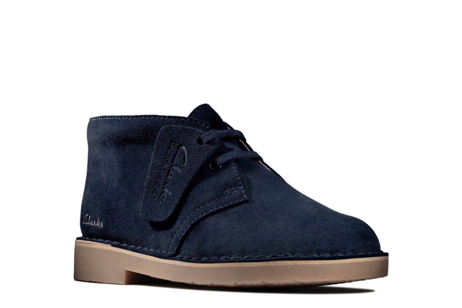Navy blue desert clarks discount