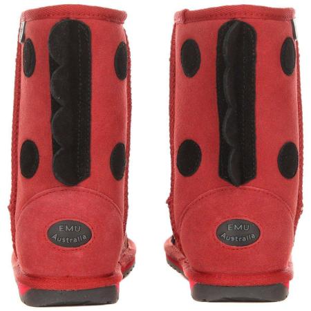 Детские полусапоги из овчины (угги) EMU Australia LCRE - Little Creatures Ladybird K10111, красные