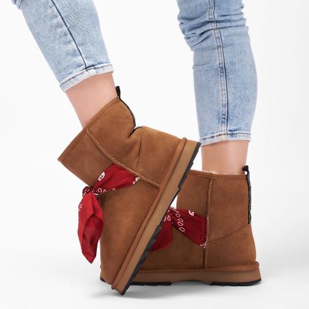 Женские полусапоги из овчины (угги) EMU Australia Sheepskin Fashion Sharky Mini Bandana W13199, коричневые