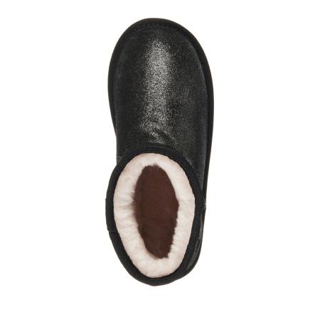 Детские полусапоги из овчины (угги) EMU Australia Wallaby Mini Metallic Teens T12358, черные