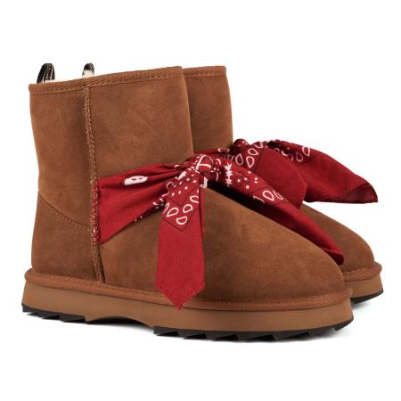 Женские полусапоги из овчины (угги) EMU Australia Sheepskin Fashion Sharky Mini Bandana W13199, коричневые