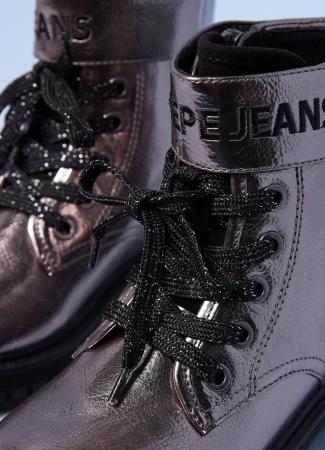 Детские высокие ботинки Pepe Jeans London HATTON STRAP METAL PGS50168, серебряные