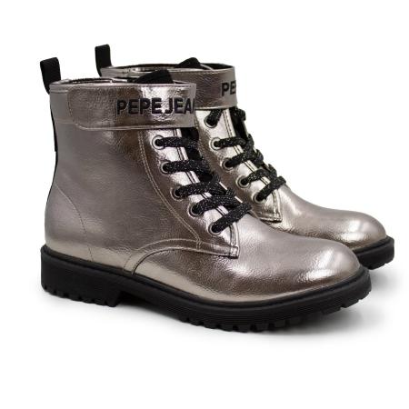 Детские высокие ботинки Pepe Jeans London HATTON STRAP METAL PGS50168, серебряные