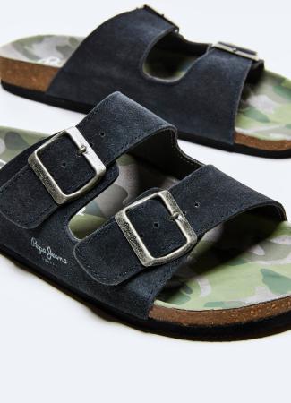 Мужские сланцы Pepe Jeans London BIO BUCKLES SUEDE CAMU PMS90084, серые Мужские сланцы Pepe Jeans London BIO BUCKLES SUEDE CAMU PMS90084, серые