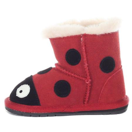 Детские ботинки из овчины (угги) EMU Australia Ladybird Walker B10317, красные