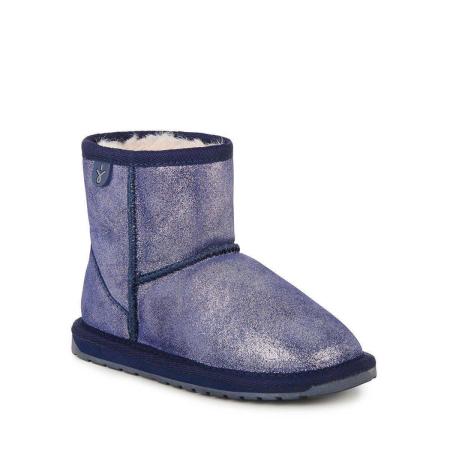 Детские полусапоги из овчины (угги) EMU Australia Wallaby Mini Metallic K11856, синие