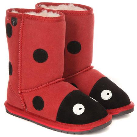 Детские полусапоги из овчины (угги) EMU Australia LCRE - Little Creatures Ladybird K10111, красные