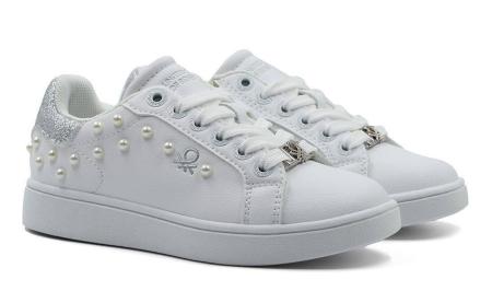 Детские кеды United Colors of Benetton TRIPLE PEARL BTK114205, белые