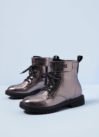 Детские высокие ботинки Pepe Jeans London HATTON STRAP METAL PGS50168, серебряные