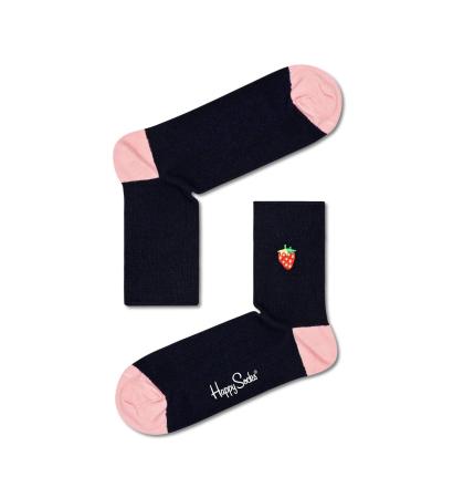 Ribbed Embroidery Strawberry 1/2 Crew Sock RESTR13