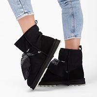 Sheepskin Fashion Sharky Mini Bandana W13199 - Женские полусапоги из овчины (угги) EMU Australia, черные Sheepskin Fashion Sharky Mini Bandana W13199 - Женские полусапоги из овчины (угги) EMU Australia, черные
