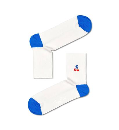 Ribbed Embroidery Cherry 1/2 Crew Sock RECHE13