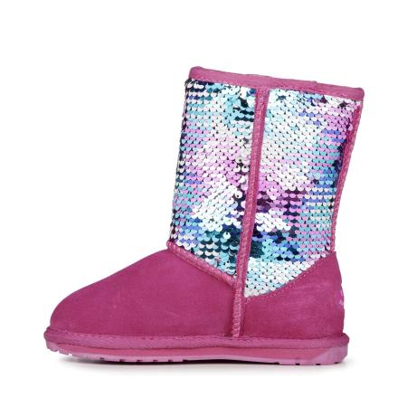 Детские сапоги из овчины (угги) EMU Australia Wallaby Sequin K12333, фуксия