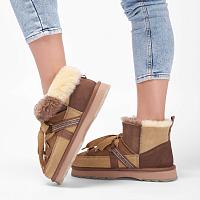 Sheepskin Fashion Blurred Micro Patchwork W13195 - Женские сапоги EMU Australia, коричневые