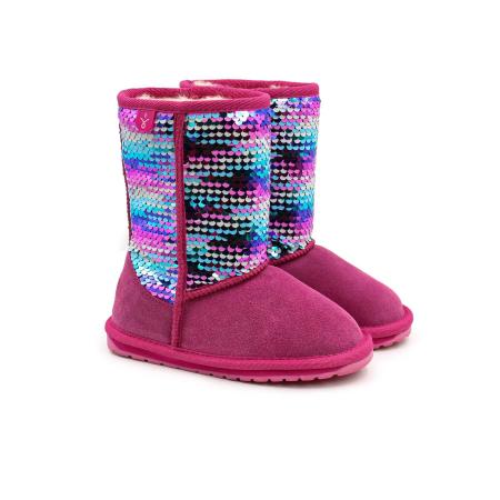 Детские сапоги из овчины (угги) EMU Australia Wallaby Sequin K12333, фуксия