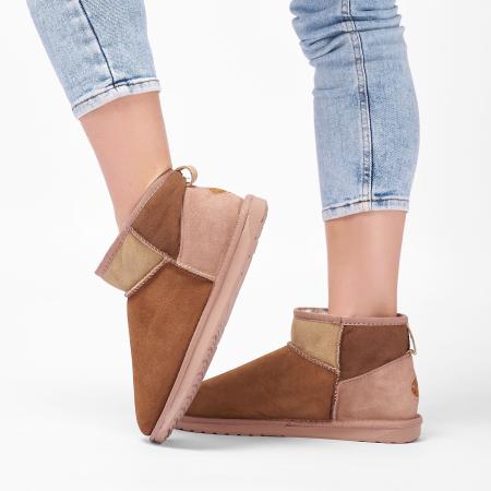 Женские полусапоги из овчины (угги) EMU Australia Stingers Stinger Micro Patchwork W13185, коричневые