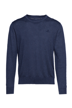 Linen Pullover Crew Neck deep ocean 8050141