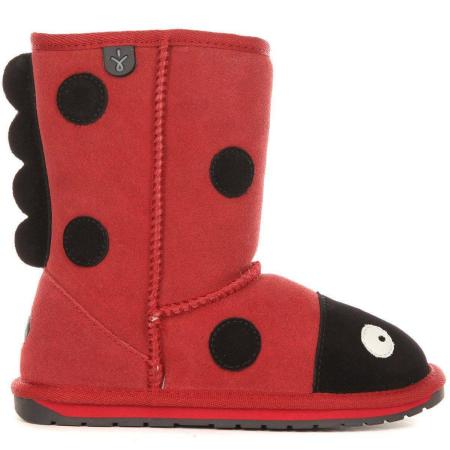 Детские полусапоги из овчины (угги) EMU Australia LCRE - Little Creatures Ladybird K10111, красные
