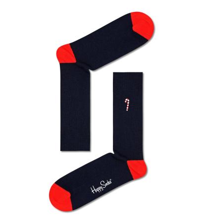 Ribbed Embroidery Candy Cane Crew Sock RECCS01