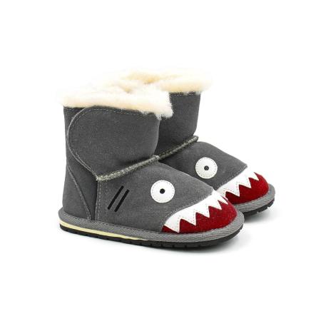 Малыши ботинки из овчины (угги) EMU Australia Shark Walker B12344, серые