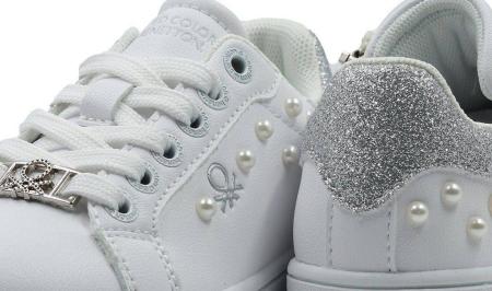 Детские кеды United Colors of Benetton TRIPLE PEARL BTK114205, белые