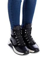 LEATHER COMBINED LADIES ANKLE BOOTS 160293 - Женские высокие ботинки CARMELA, черные