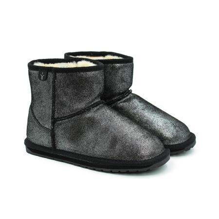 Детские полусапоги из овчины (угги) EMU Australia Wallaby Mini Metallic K11856, черные