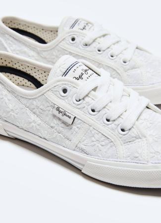 Женские кеды Pepe Jeans London ABERLADY LACE PLS31153, белые