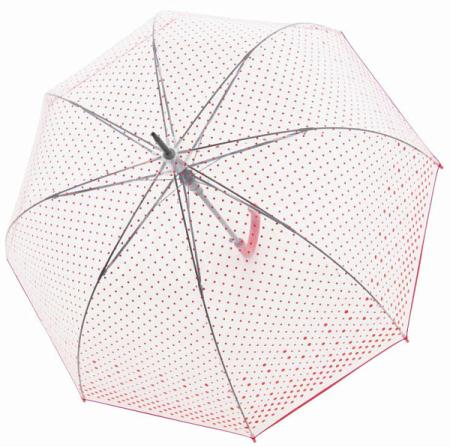 Зонт-трость Derby Hit Lang Transparent прозрачный, красный горох 77354BD, красный
