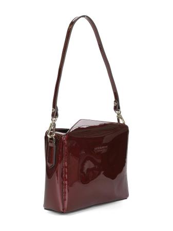 Женская сумка кросс-боди Maison Pourchet Cassetta Vernis 86001, бордовая